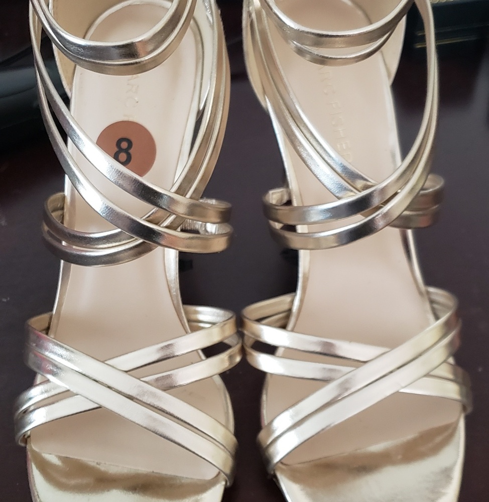 Marc Fisher Gold Strappy Heels
